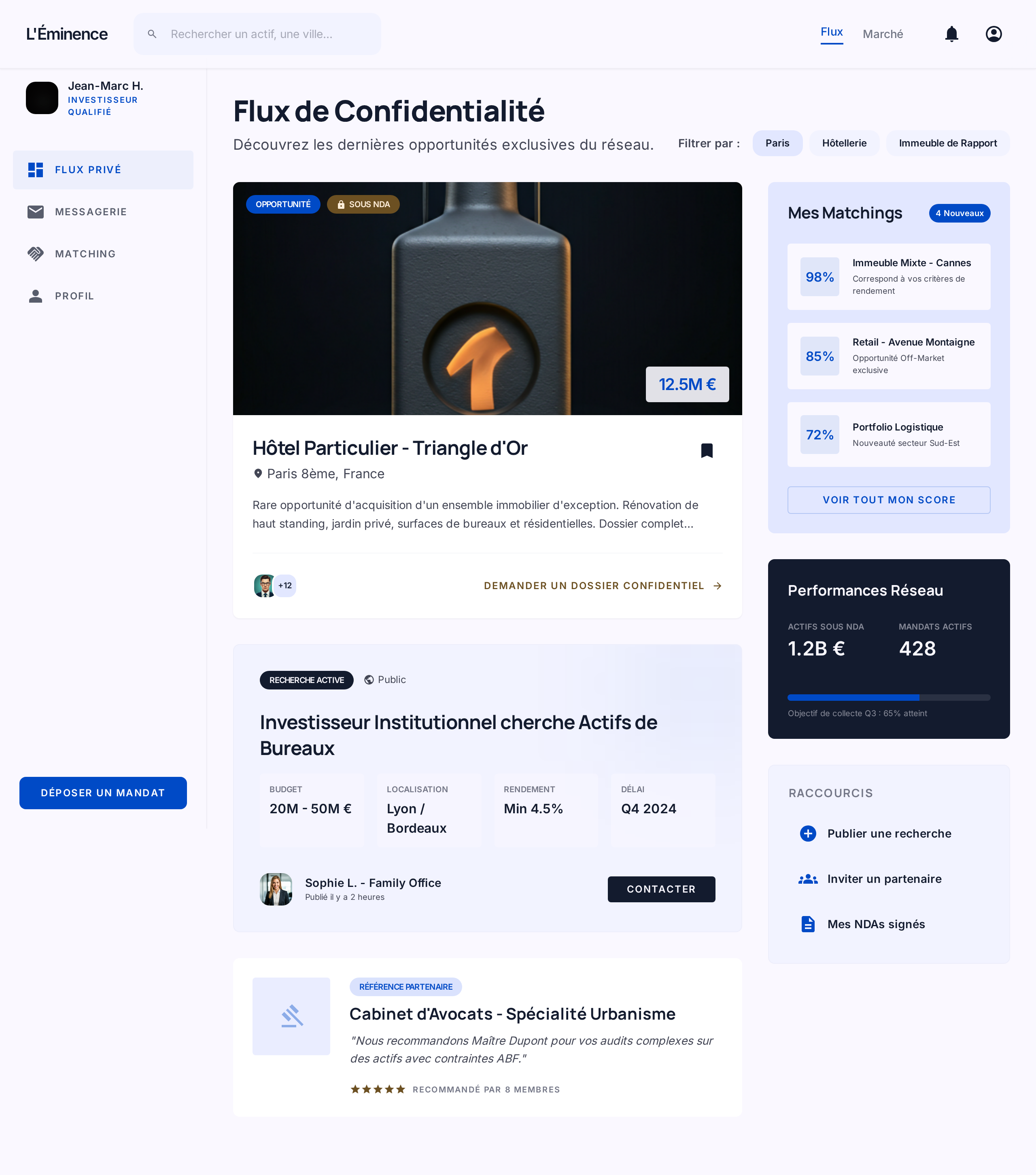 Flux Privé Dashboard